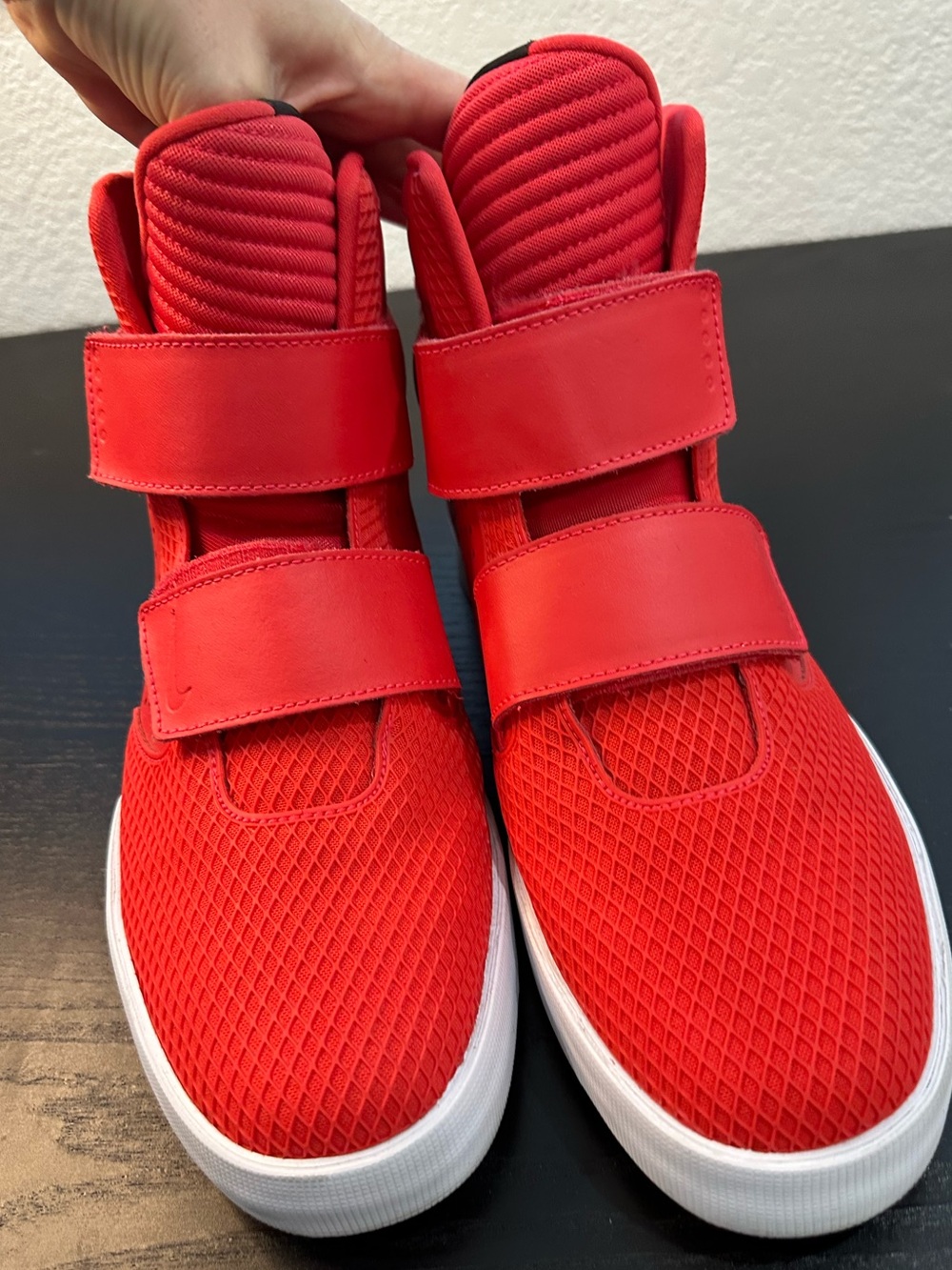 Nike Red High-Top Strap Sneakers - Picture 5 of 8